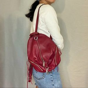 Rebecca Minkoff Julian Backpack in Red | Leather with Silver Zippers